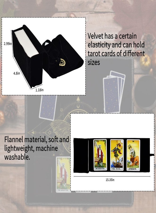 Knana 2Pcs Tarot Card Cloth - Velvet Altar Tarot Cloth with Holder Bag, Golden Bee Pattern - 19.68 x 19.68 inches - Black - Image 3