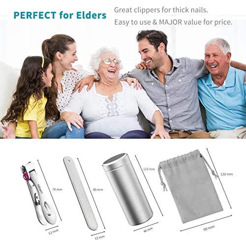 SZQHT Fingernail Clippers,Nail Clippers for Tough Fingernails or Thick Toenails,Heavy Duty Stainless Steel Nail Cutters,Toenail Clippers for Elder,Men, Seniors, Adults(Silver) - Image 5