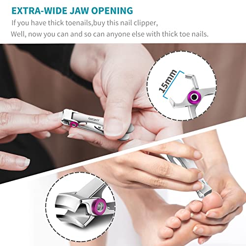 SZQHT Fingernail Clippers,Nail Clippers for Tough Fingernails or Thick Toenails,Heavy Duty Stainless Steel Nail Cutters,Toenail Clippers for Elder,Men, Seniors, Adults(Silver) - Image 4