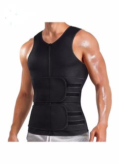Men Body Shaper Waist Trainer Belt Your Belly Sweat Vest Slimming Underwear Weight Loss Shirt Fat Burner Workout Tank Tops(L)