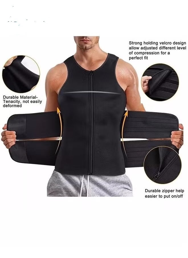 Generic - Men Body Shaper Waist Trainer Belt Your Belly Sweat Vest Slimming Underwear Weight Loss Shirt Fat Burner Workout Tank Tops(L) - Image 1