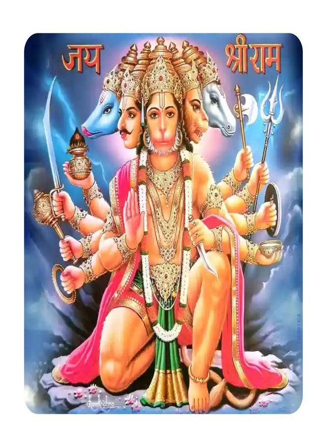 SIGNISTICS Panchmukhi Hanuman Ji Glossy Paper Wall Sticker Self Adhesive 300GSM (8 Inches) - Image 1