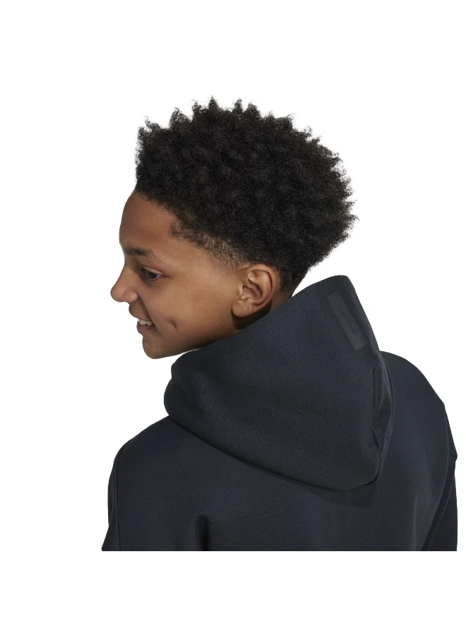 Adidas J Z.N.E.Fz Black Hooded Track Top Track Tops For Kids