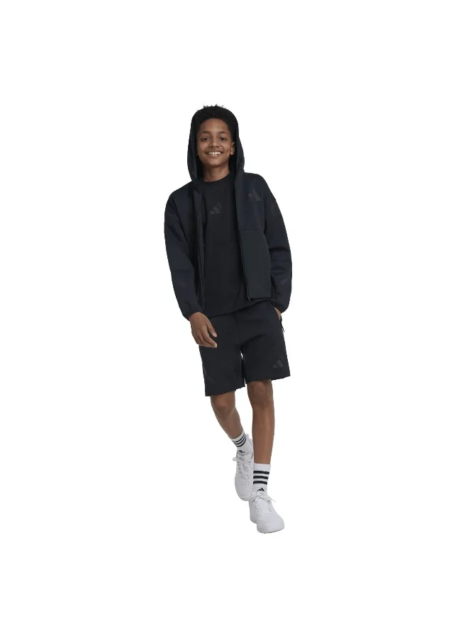 adidas Adidas J Z.N.E.Fz Black Hooded Track Top Track Tops For Kids