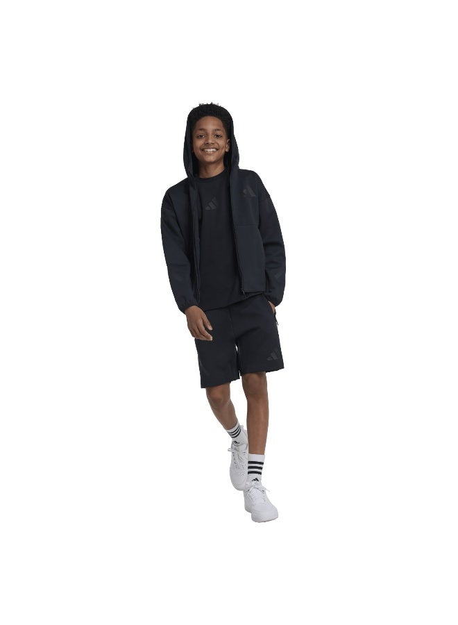 Adidas J Z.N.E.Fz Black Hooded Track Top Track Tops For Kids - Image 2