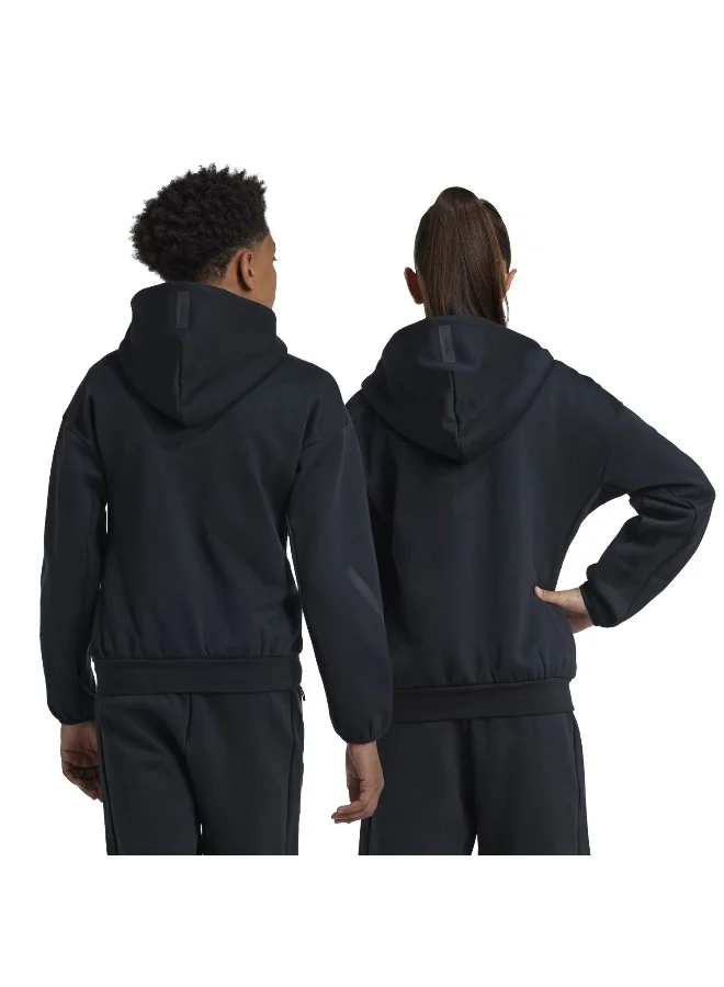 Adidas J Z.N.E.Fz Black Hooded Track Top Track Tops For Kids