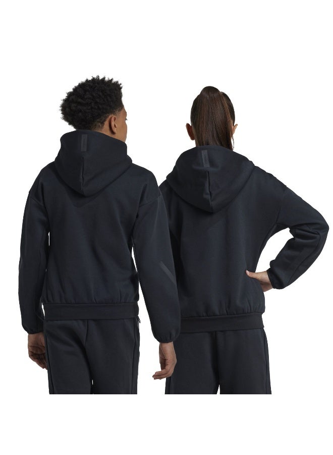Adidas J Z.N.E.Fz Black Hooded Track Top Track Tops For Kids - Image 5