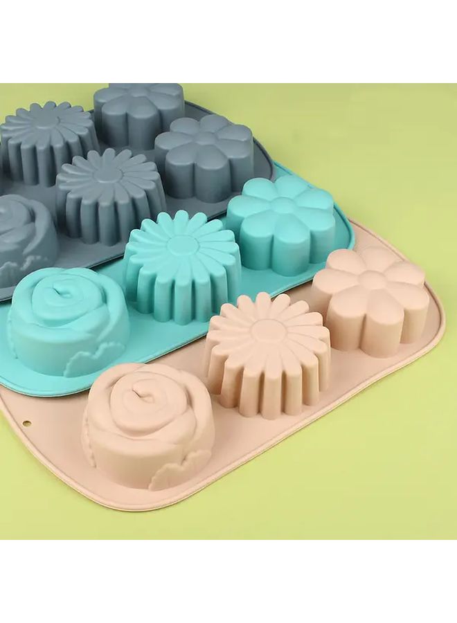 Nordic Green 6 Cavity Silicone Cake Mold For Air Fryer Flower Shaped Muffin Pan - Image 4