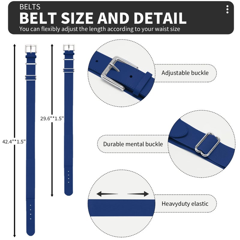 QBK Toddler Baseball Socks And Belt Youth Softball Tee Ball Combo Set for Boy Girl (2 Pairs of Socks & 1 Belt) Royal Blue 5-7T - Image 5