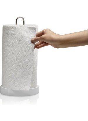KOHLER Paper Towel Holder with Weighted Base  Tension Loop  Quick One Handed Tear  (Fits Standard and Oversized Rolls)  Charcoal