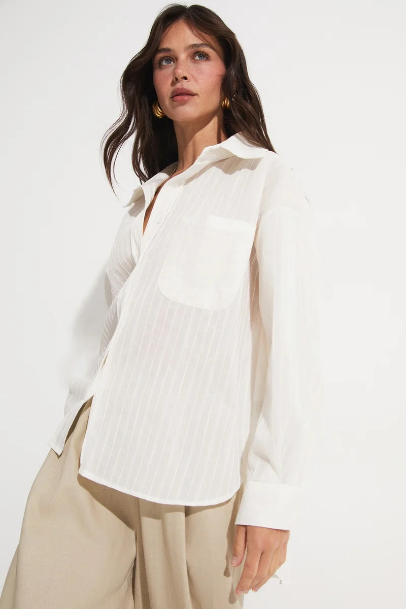 جون Cotton Blend Pocket Detail Shirt