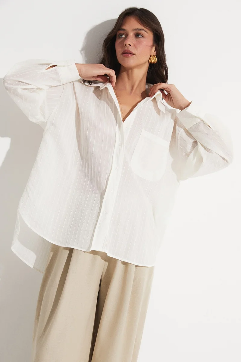 جون Cotton Blend Pocket Detail Shirt
