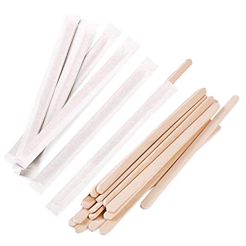 Gmark Gmark 55 Premium Wood Stirrer 23mm Thick Individual Wrapped 200 pc  Wood Coffee Stir Sticks for Tea Beverage Corn Dog Stick Craft Stick 200Bag GM1115D 