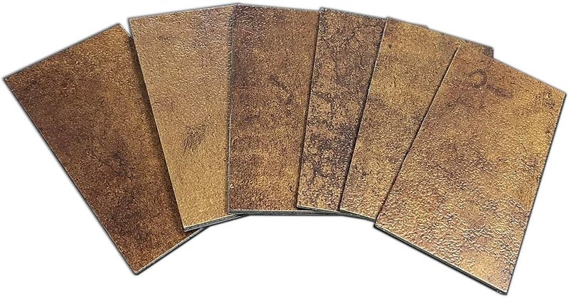 weimeisc 32-Piece Peel and Stick Backsplash Tile, PVC Aluminum Brushed Metal Silver Self Adhesive Tile for Kitchen, Bathroom ，Laundry Room, Fireplace, Stair Riser Decal (Copper+Relief, 88) - Image 1