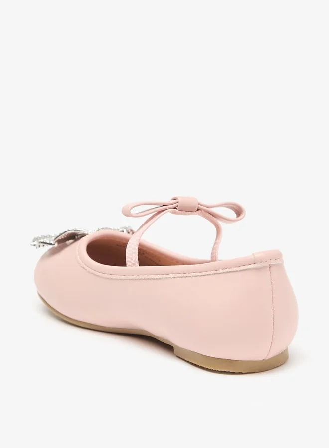 جونيورز Girls Embellished Round Toe Slip-On Ballerina Shoes