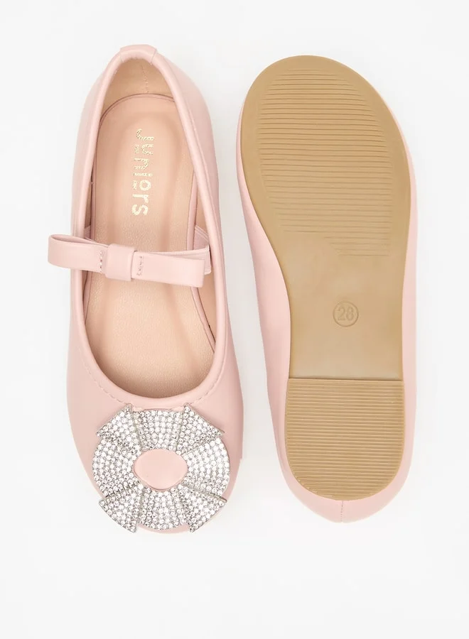 جونيورز Girls Embellished Round Toe Slip-On Ballerina Shoes