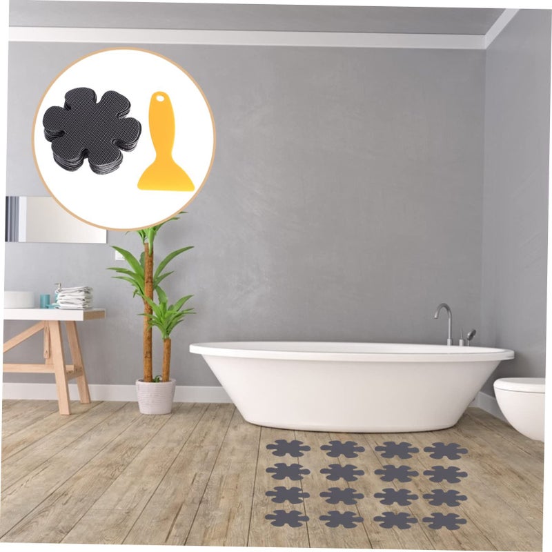 20pcs Black Non Slip Flower Bathroom Stickers Adhesive Decals for Tubs Showers - Image 3