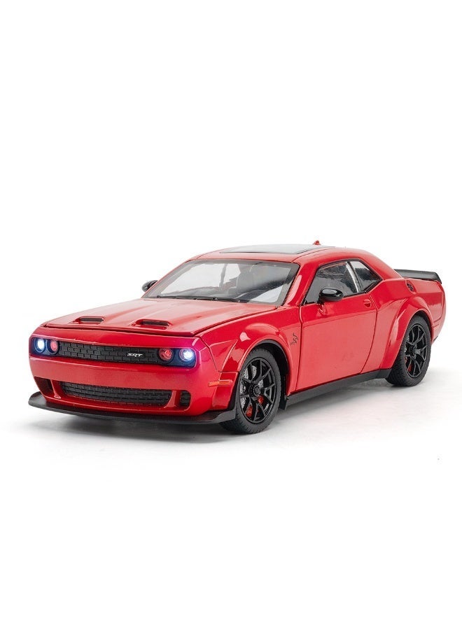 دودج Premium 1:24 Dodge Challenger  Hellcat Diecast Model Car 01 Pcs Assorted - Pull-Back Toy Vehicle with Lights, Sounds, Openable Doors & Foldable Mirrors - Image 1