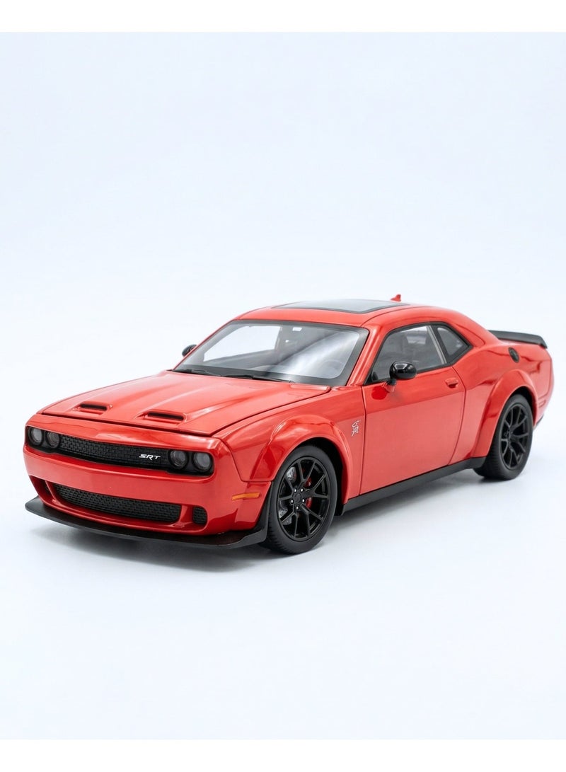 دودج Premium 1:24 Dodge Challenger  Hellcat Diecast Model Car 01 Pcs Assorted - Pull-Back Toy Vehicle with Lights, Sounds, Openable Doors & Foldable Mirrors - Image 2