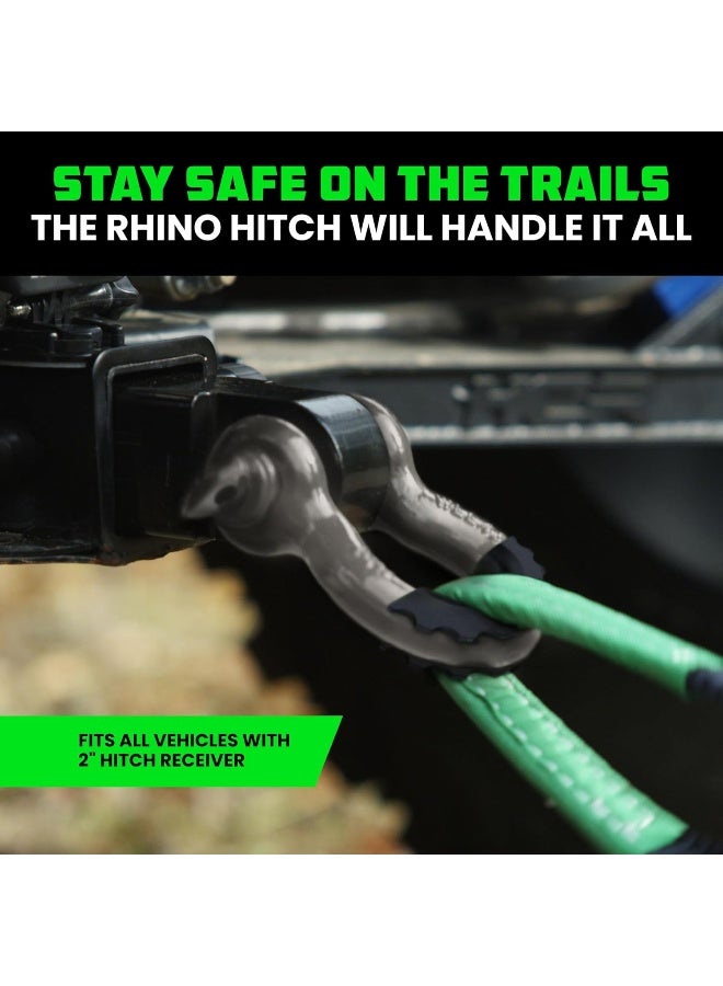 Rhino USA Shackle Hitch Receiver (Fits 2" Receivers) Best Towing Accessories For Trucks, Jeep, Toyota & More - Connect Your Rhino Tow Strap For Vehicle Recovery, Mounts To 2" Receiver Hitches (Gray) - Image 4