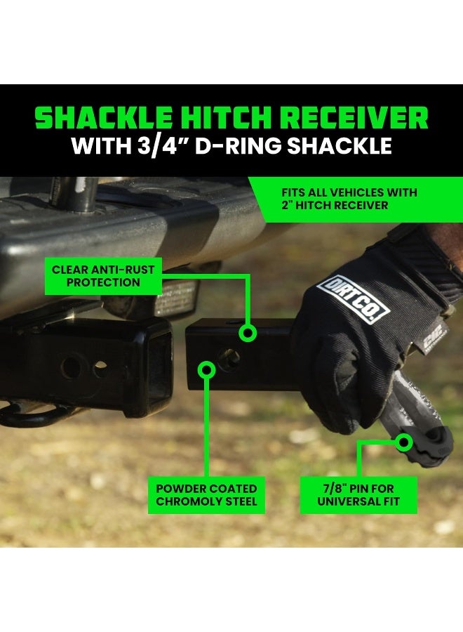 Rhino USA Shackle Hitch Receiver (Fits 2" Receivers) Best Towing Accessories For Trucks, Jeep, Toyota & More - Connect Your Rhino Tow Strap For Vehicle Recovery, Mounts To 2" Receiver Hitches (Gray) - Image 2