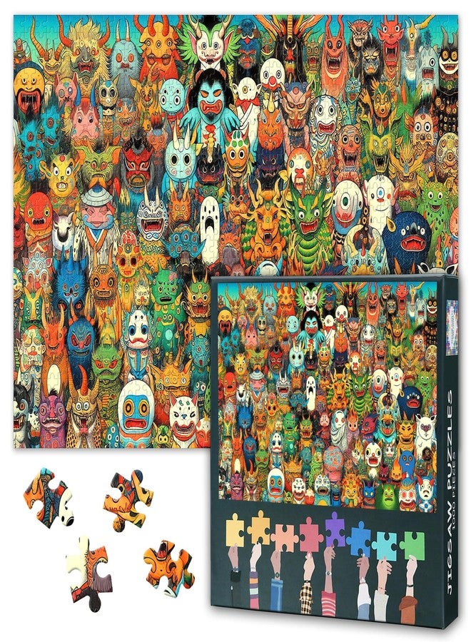 Rebotipy 1000-Piece Japanese Monster Jigsaw Puzzle - Yokai, Folklore Creatures, and Mythical Beings in Manga-Style Comic Art - Detailed Puzzle for Adults, Anime Fans, and Collectors 50x70cm - Image 1