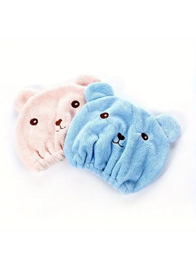 Microfiber Hair Towel Wrap For Women With Cute Bear Ears Design Pink Lightweight Quick Dry For Curly Long Thick Wet Hair After Shower - Image 2