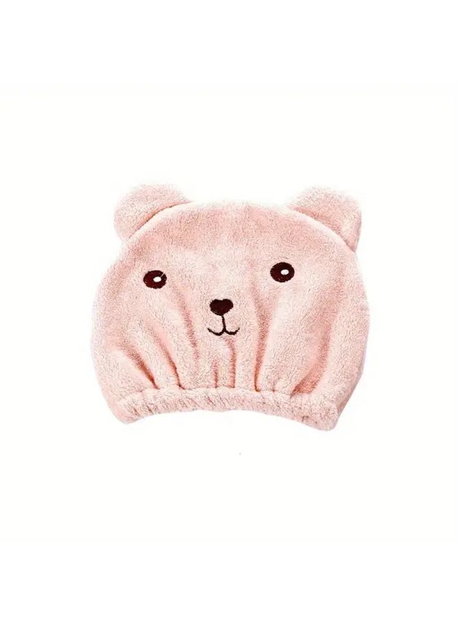 Microfiber Hair Towel Wrap For Women With Cute Bear Ears Design Pink Lightweight Quick Dry For Curly Long Thick Wet Hair After Shower - Image 3