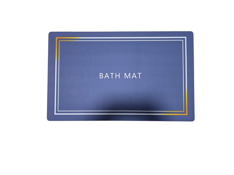 Non-Slip Bathroom Bath Mat – Quick Dry Water Absorbent Toilet Floor Mat for Shower, Bathtub, and Toilet Area – Soft & Durable (Blue/Gold). - Image 3