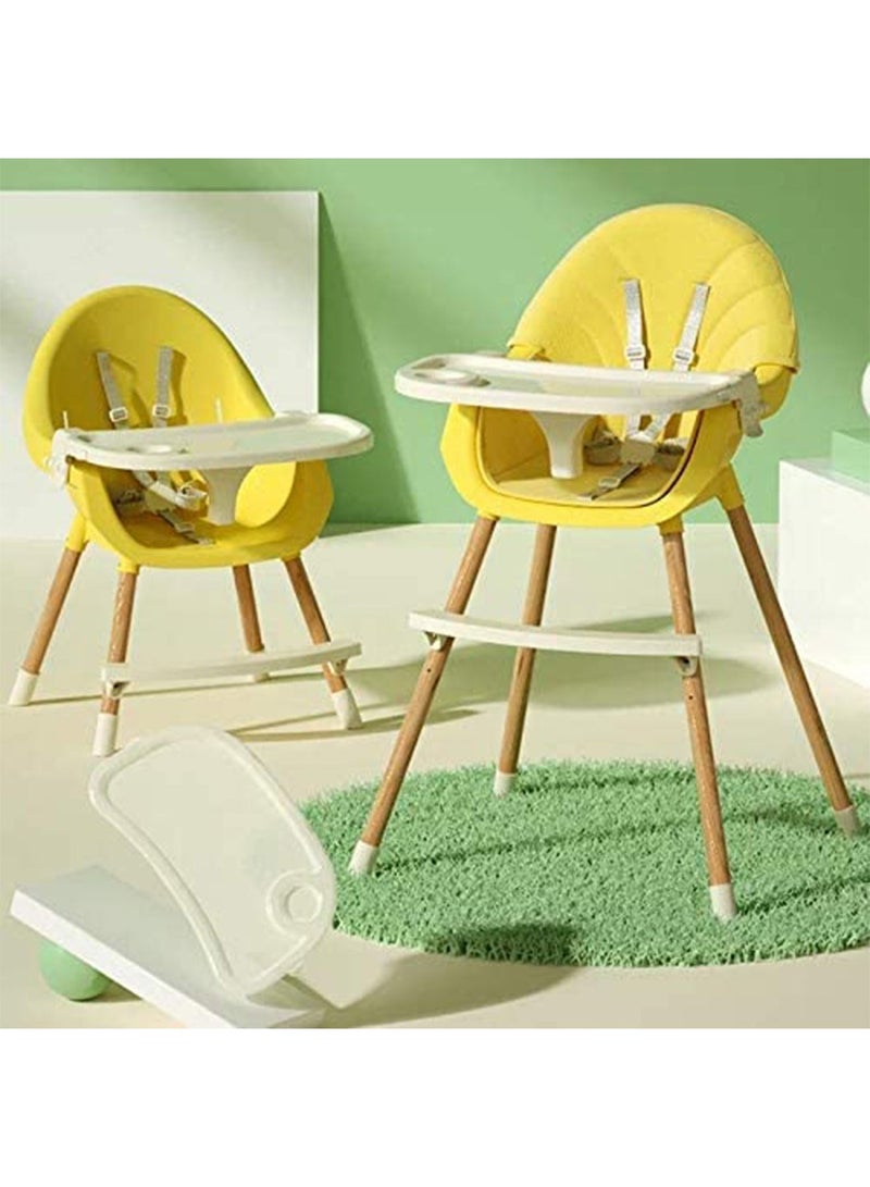 GT-Wheel Baby Dining Chair 3-in-1 Portable High Chairs， Adjustable Height Foldable Toddler Seat， Safe Toddler's Dining Chair with Meal Tray for Your Baby (yellow+yellow) - Image 1