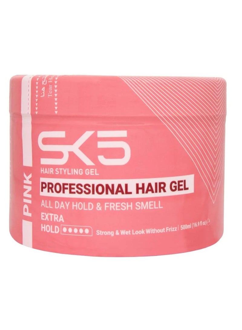 SK5 All-Day Hold SK5 Pink Styling Gel 500ml - Lightweight & Non-Sticky - Image 1