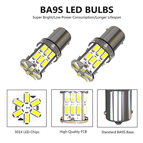 BlyilyB 6-Pack BA9S 3014 30SMD 6000K White BA9 BA9S 53 57 1895 1445 17053 64111 LED Bulbs Side Door Courtesy Lights Cargo Lights Gauge Lights - Image 2