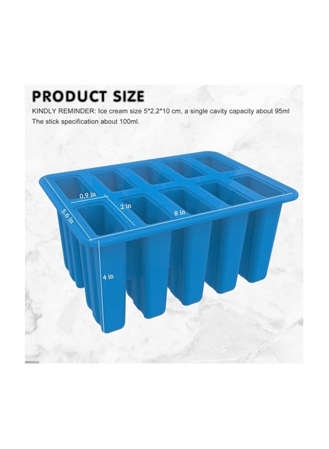 Homemade Popsicle Molds Shapes, 10PCS Silicone Ice Pop Maker Non-BPA, with 50 Sticks, 50 Bags, 10 Reusable Sticks, Funnel, Brush and Ice Pop Recipes - Image 2