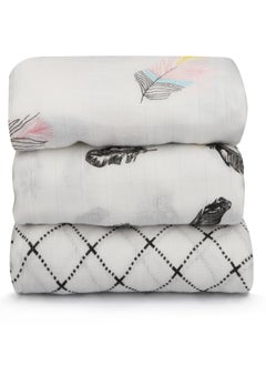 HomarKet Pack Of 3 Baby Swaddle Blanket,New Born Baby Clothes, Large Premium Knit Baby Burp Cloth Muslin Baby Blankets  - Image 1