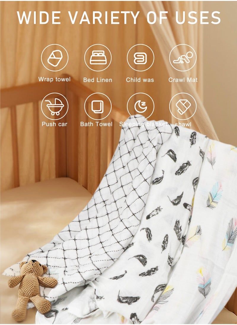 HomarKet Pack Of 3 Baby Swaddle Blanket,New Born Baby Clothes, Large Premium Knit Baby Burp Cloth Muslin Baby Blankets  - Image 2