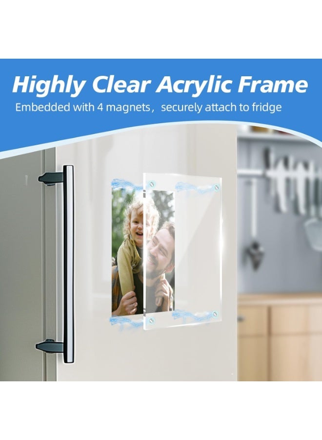 SYOSI 12Pcs Magnetic Picture Frames, 4x6 Clear Acrylic Photo Frames for Fridge and Locker, Desktop Photo Display for Refrigerator, Home, Office, School, Strong Magnetic Backing, Transparent - Image 3