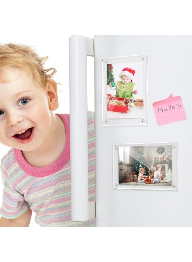 SYOSI 12Pcs Magnetic Picture Frames, 4x6 Clear Acrylic Photo Frames for Fridge and Locker, Desktop Photo Display for Refrigerator, Home, Office, School, Strong Magnetic Backing, Transparent - Image 4