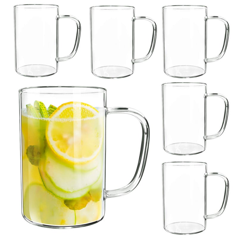 Giftgarden Drinking Glasses Glass Cups Coffee Mugs with Handle 500ml17OZ 6 Pack Beer Cups
