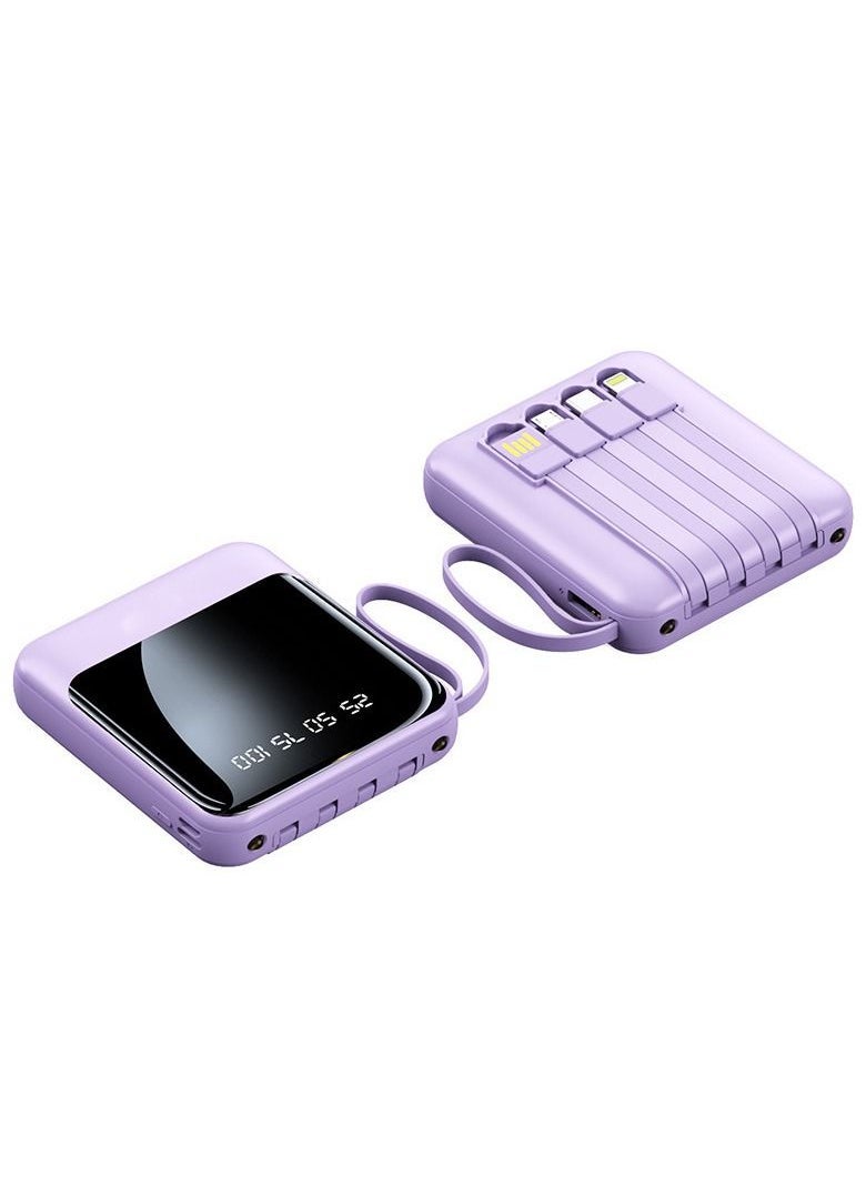 Large-capacity portable digital display charging treasure comes with a charging line 10000 mm mobile phone tablet universal mini mobile power digital display large screen purple - Image 1