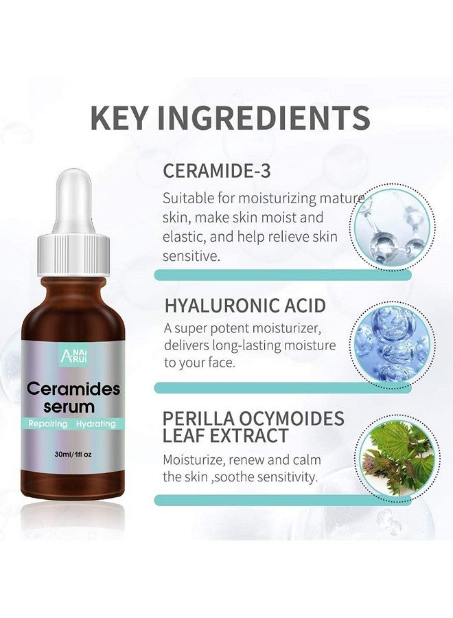 ANAI RUI Ceramide Face Serum With Hyaluronic Acid For Line Erasing Wrinkle Correction Skin Barrier Repair Soothe Cracked And Redness Anti Aging Ceramide Serum 1 Fl.Oz - Image 5