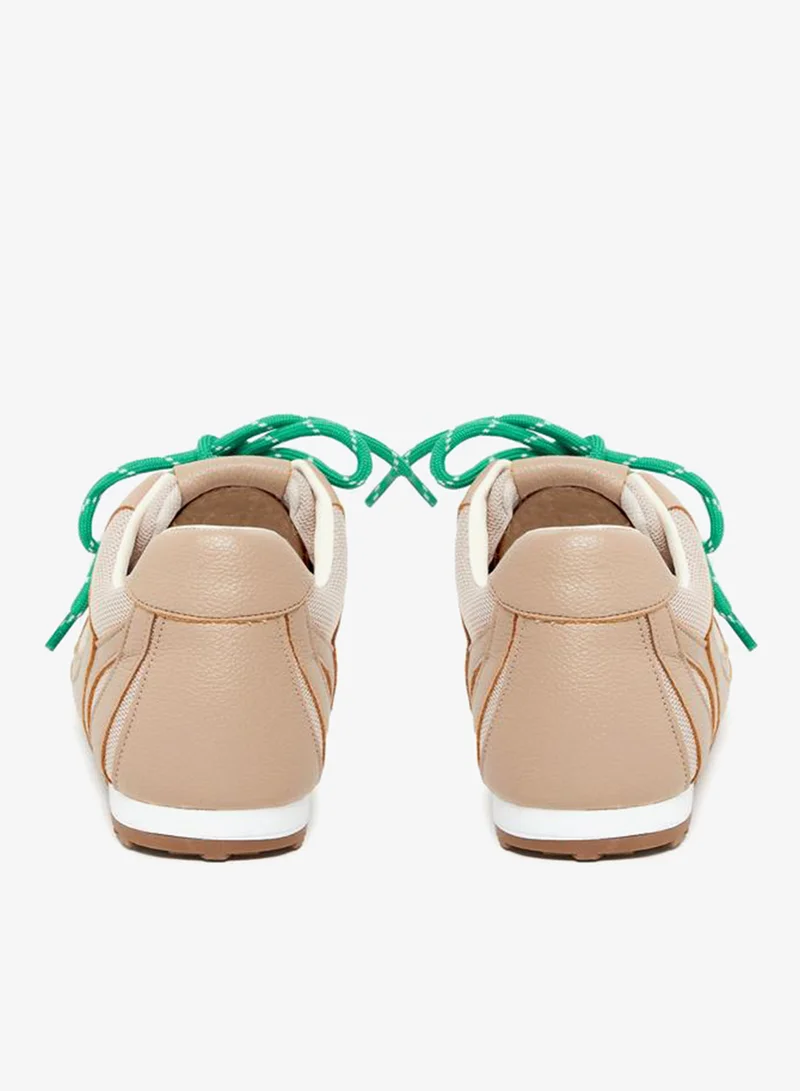 Styli Active Beige Beige Panelled Lace Up Sneakers for Women | Best Price UAE