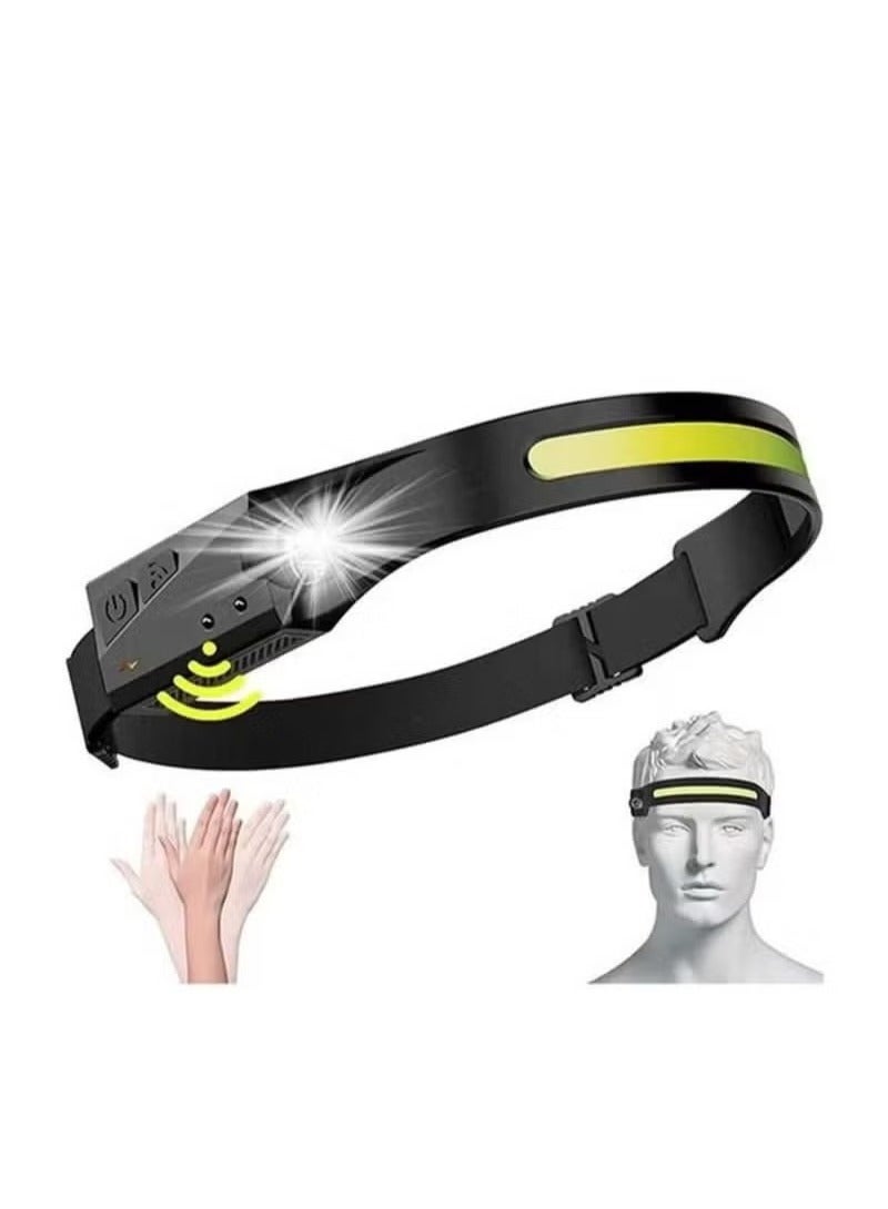 Led Headlamp 230° Illumination Rechargeable Cob Camping Headlamp Headlight With Motion Sensor, Lightweight And Weatherproof ,5 Light Source Head Lamp Flashlight Waterproof & Lightweight for Camping - Image 1