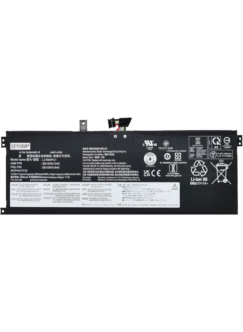 Terabyte لابتوب L21M4PG1 L21L4PG1 .بطارية 46Wh 4 خلايا متوافقة مع لينوڤو ثينك باد L13 جين 3 / ثينك باد L13 - Image 1