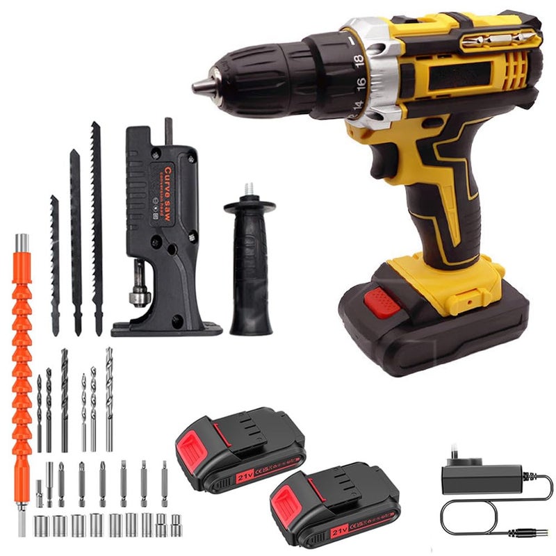 MLD 10mm Brushless 21V Liion Cordless Drill Home Use DIY With Combo Jig saw Attachment for drillcordlessscrewdriver machines 24pcs Accessories Tool set JRE120 21v1324 RpmMulticolor - Image 1