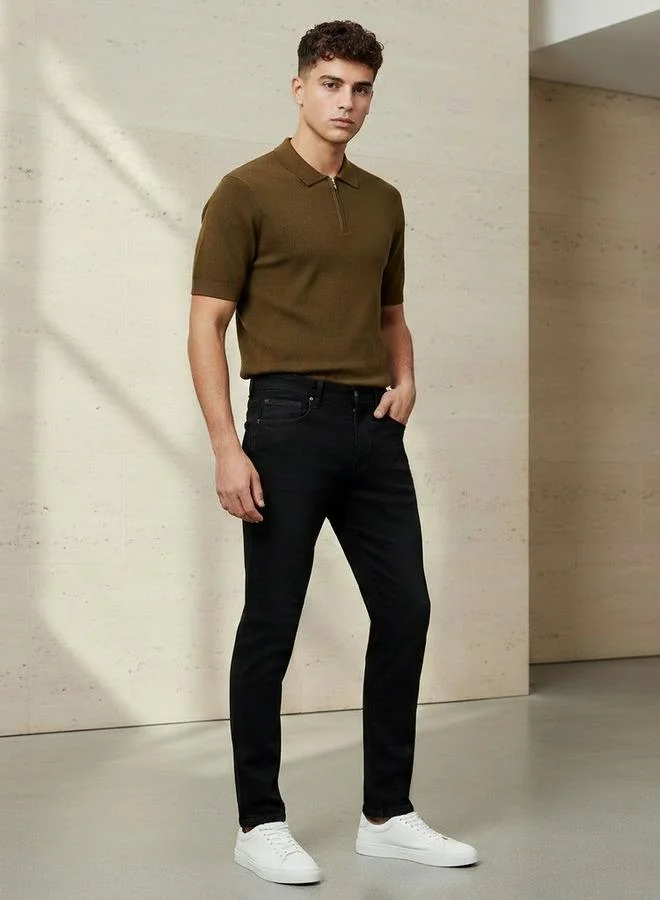 سبلاش فيڤ جينز رجالي بقصة مستقيمة وخصر مرن