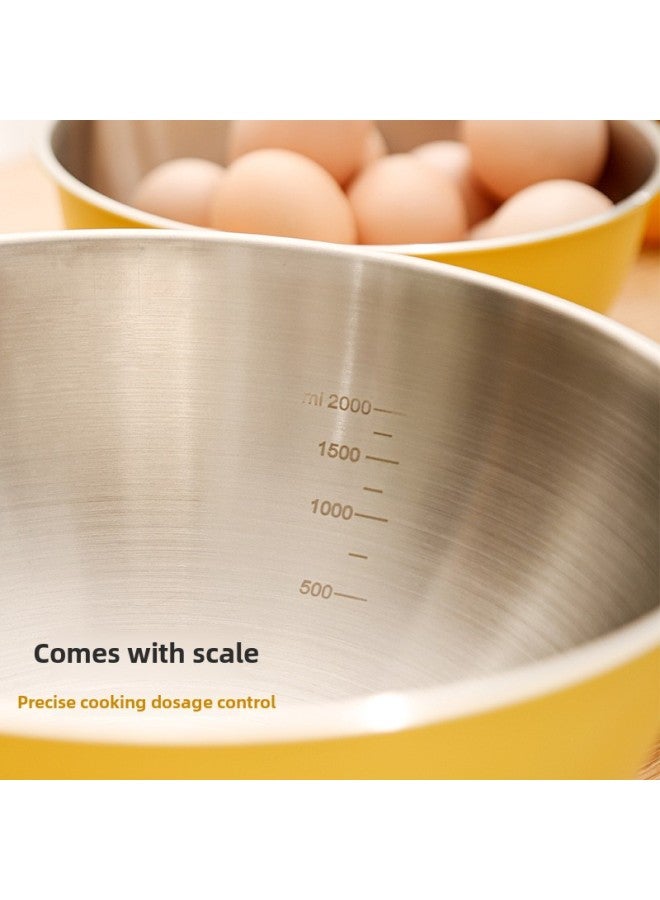 Japanese-style High-grade And Basin Stainless Steel Basin Food-grade Egg-beating Basin Special Baking Salad Dishes-Specifications:Large, Medium And Small (three-piece)-Color:milky White  - Image 2