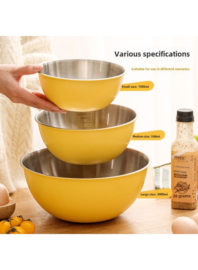 Japanese-style High-grade And Basin Stainless Steel Basin Food-grade Egg-beating Basin Special Baking Salad Dishes-Specifications:Large, Medium And Small (three-piece)-Color:milky White  - Image 3
