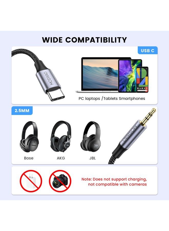 MOSWAG USB C to 2.5mm Audio Cable,USB C to 2.5mm Headphone Extension Cords for Bose QuietComfort SE, QCSE, QC45, QC35 II, QC35, QC25 Cable and More 2.5mm Port Headphones. - Image 4