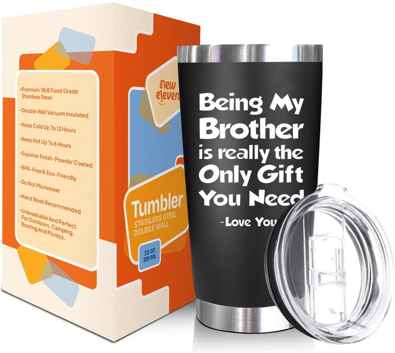 NewEleven Gifts For Brother From Sister  Bro - Best Birthday Gift For Big  Little Brother  Siblings  Brothers In Law - Funny Gag Gifts For Men - 20 Oz Tumbler - Image 2