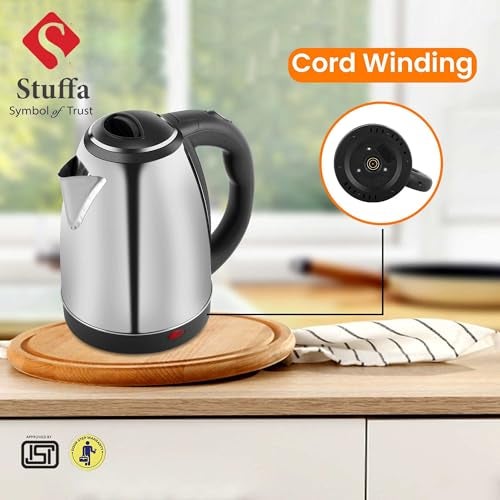 Stuffa 1.8 Litre Electric Kettle Stainless Steel for used for boiling Water, making tea and coffee, instant noodles, soup etc multipurpose auto cut off 1500 Watts (Silver) - Image 4